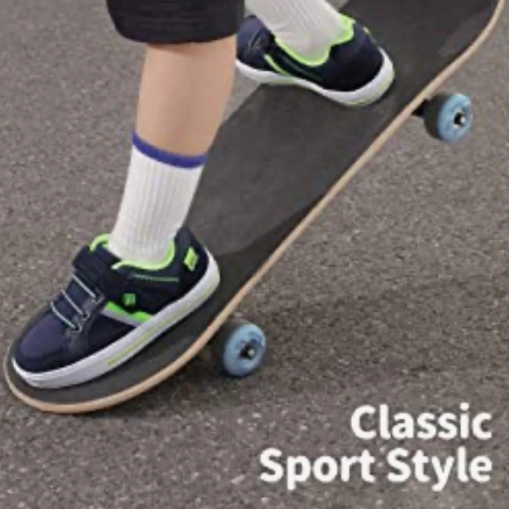 Boys shoes, navy blue and green snickers - Picture 3 of 8